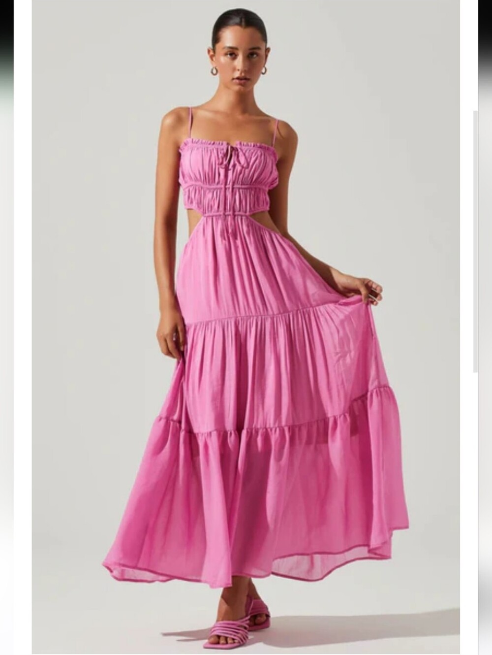 ASTR the Label Odina Smocked Cutout Tiered Maxi Dress NWT Size S - Picture 3 of 8